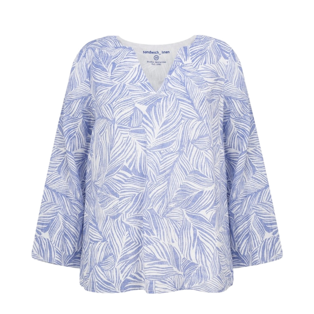 Linen Palm Print Long Sleeve Top 6